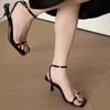 Stiletto Stiletto Sandals Women's Fashion Square Toe Metal Buckle New Summer Sexy Patent Leather Versatile High Heels