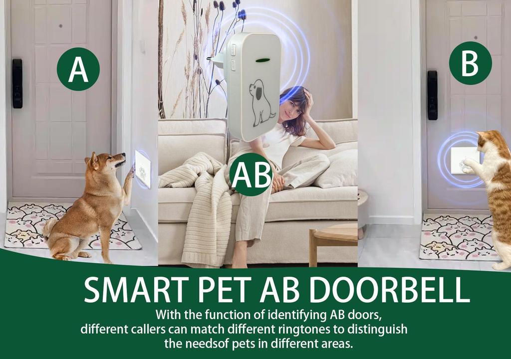 Chenji Wireless Waterproof Pet Doorbell - Self-Powered Entry Bell for Puppies