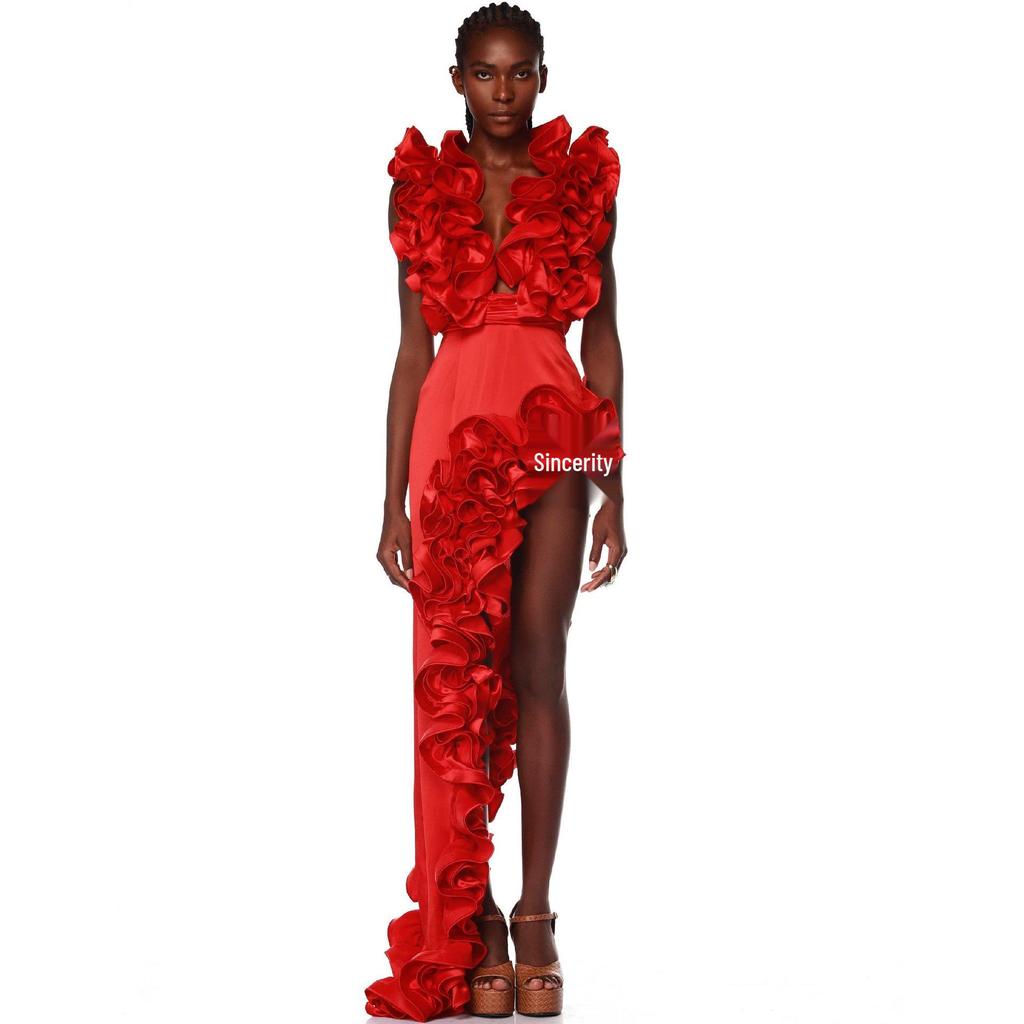 Costume da bagno intero da donna 2024 con balze esagerate
