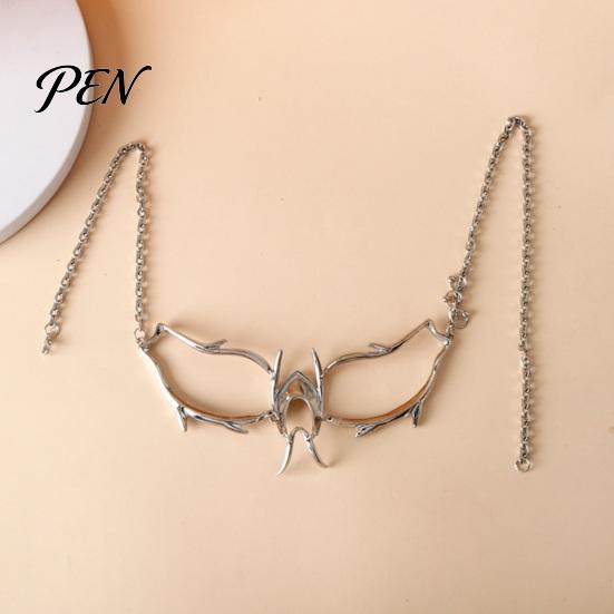 Metal Face Accessory Cyberpunk Mechanical Blade Mask, Gothic Nose Bridge Mask for Event Performance Halloween Costume Party, Steampunk Alien