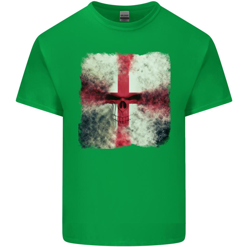 Dissolving England Flag St Georges Skull Unisexs Light Cotton Tshirt