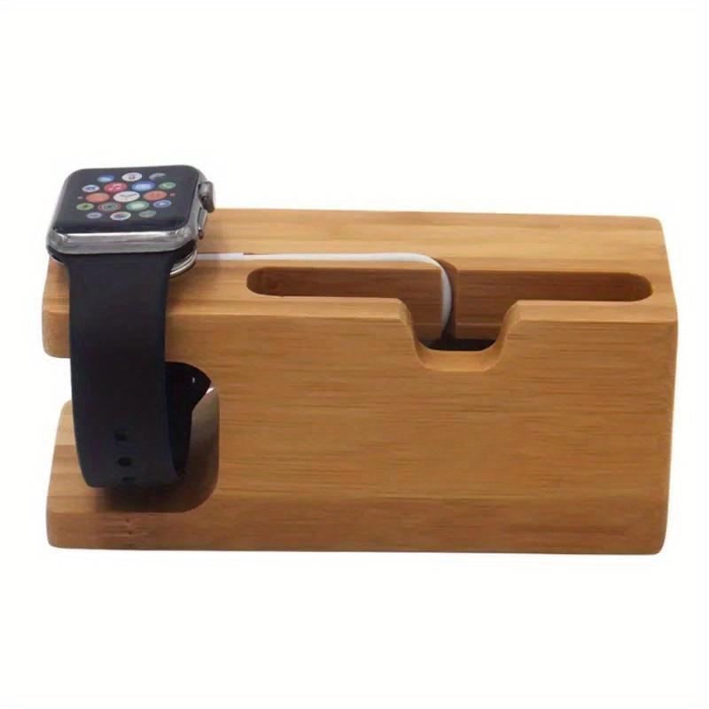 Bamboo Phone Holder Station Dock Wood Charge Stand for Apple Watch Series 1 2 3 Compatible with 42mm 38mm Charger Cable