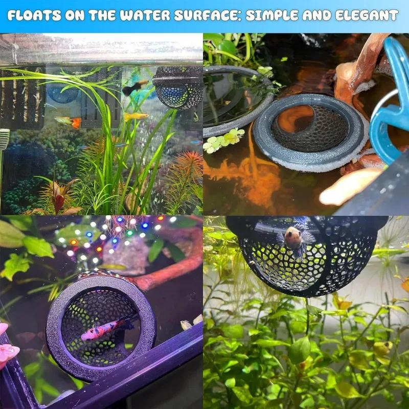 Aquarium schwebende Höhle Fisch Garnelen Versteck Unterschlupf 3-in-1 Hängematte Futterring & Ruheplatz für Betta kleine Wassertiere