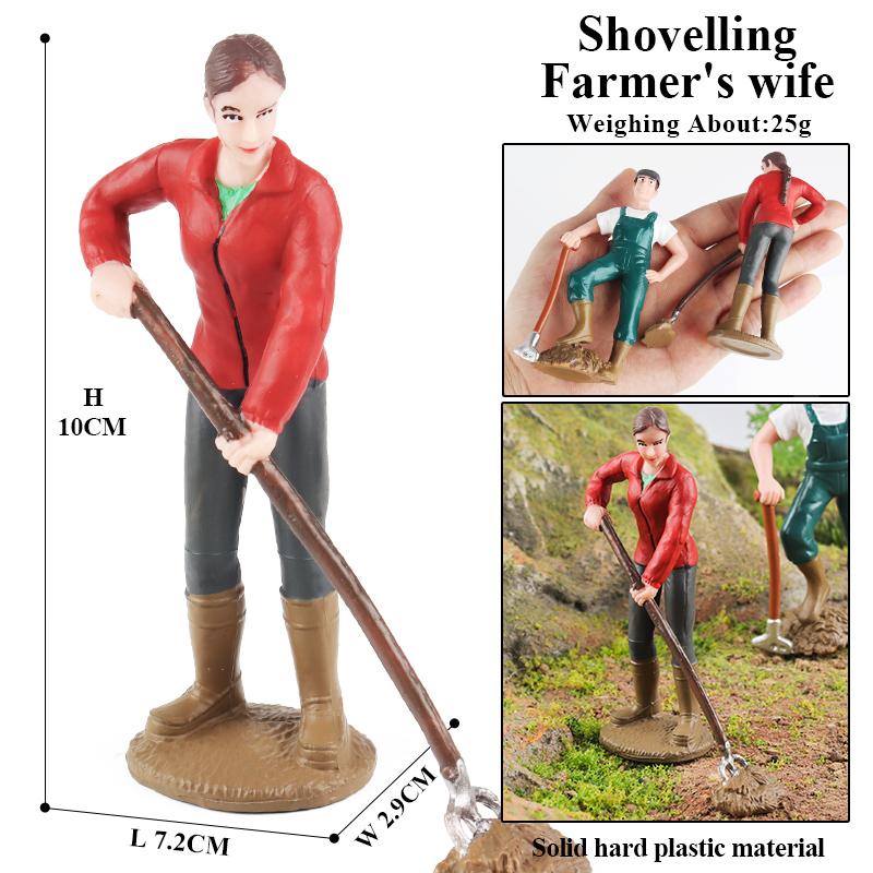 Oenux Zoo Farm Series Farmer Cow Hen Duck Model Action Figures Poultry Animals Set Figurine Miniature Educational Kids Toy