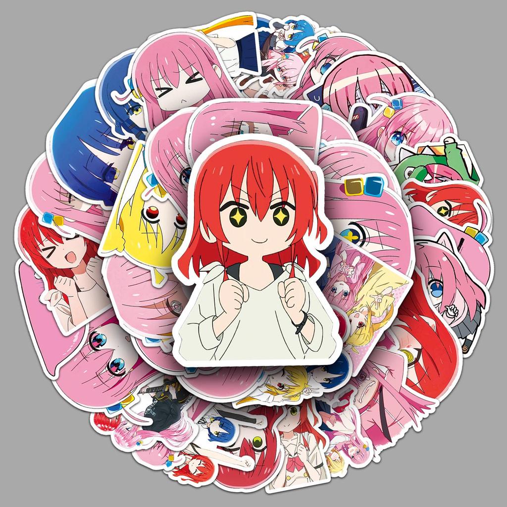 50 Sheets Waterproof Lonely Rock Japanese Anime Stickers for Journal and Notebook Decoration, Resin Coatable.