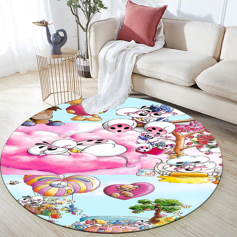 Diddl Cartoon Pattern Round rug,Carpet Rug for Living Room Bedroom Playroom ,Non-slip Floor Mat,Holiday Gifts and Birthday Gifts.