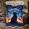 Night Sky Butterflies Moon Theme Throw Blanket Custom Name Text Personalized Blanket Soft Cozy Blanket for Home Sofa Bed