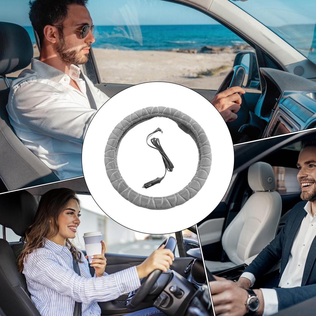 Steering Wheel Heater Soft Wear-Resistant Auto Accessory Warm Car Steering Wheel Wrap For SUV Sedan Automotive RV Trucks Cold