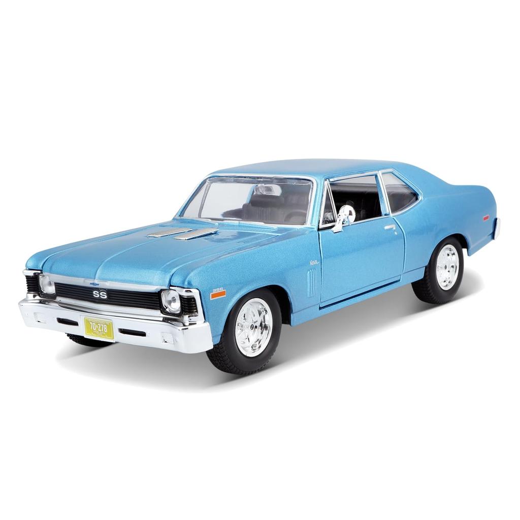 Maisto 1/24 scale diecast model of a 1970 Chevrolet Nova SS Coupe in blue (product number 31262 BU)