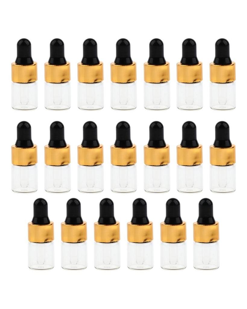 20 Pieces Travel Empty Glass Essential Oil Refillable Dropper Bottles 1 ML