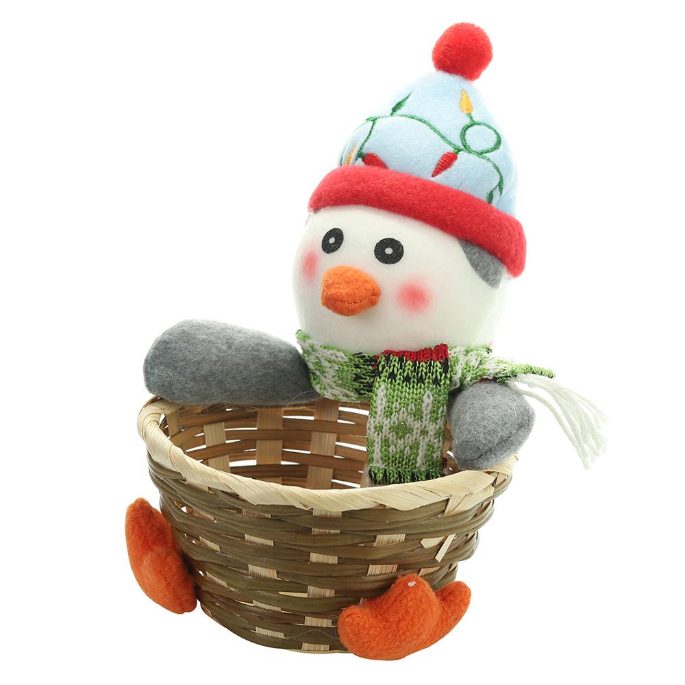 Christmas Decorative Wicker Basket Elf Snowman Santa Claus Food Candy Storage Basket Children's Gift Household Organizer