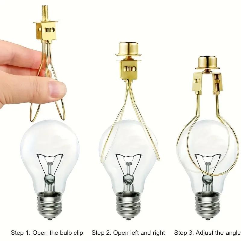 2 Pcs Polished Metal Bulb Lampshade Adapter with Leveler - Easy Clip-On Installation for Pendant and Table Lights Includes Shade