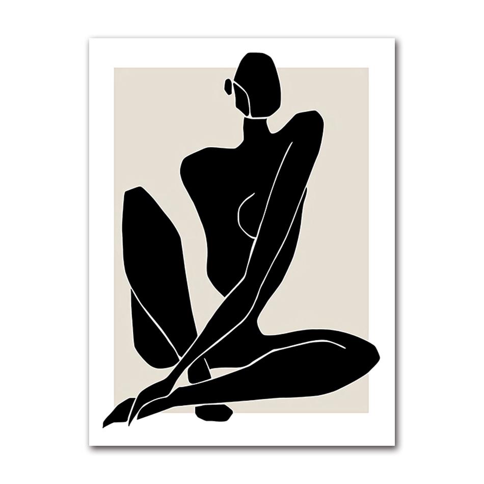 Abstract Matisse Body Line Posters Leaf Boho Black Beige Canvas Paintings Wall Art Print Picture Living Room Interior Home Decor