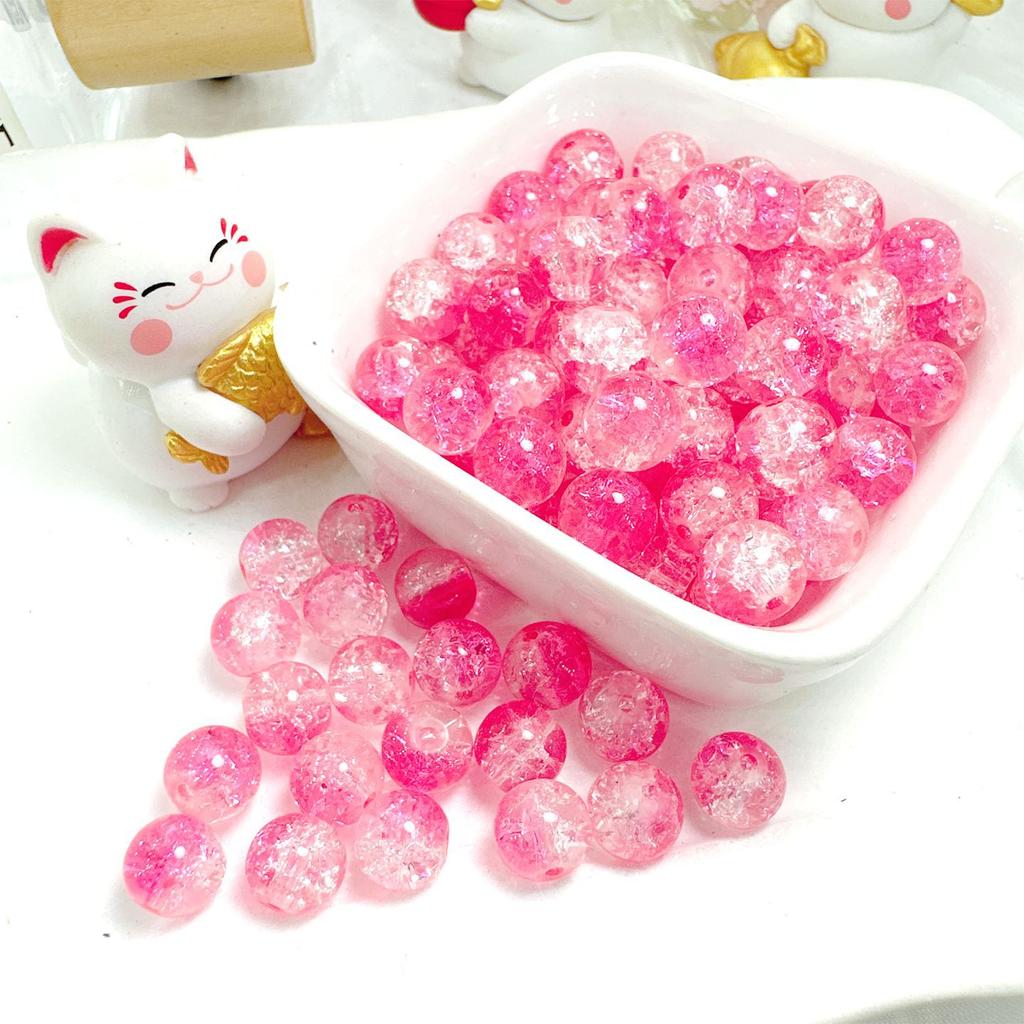 10mm Crackle Glass Round Beads, Loose Spacer Beads DIY Accessories for Bracelet Making 50pcs