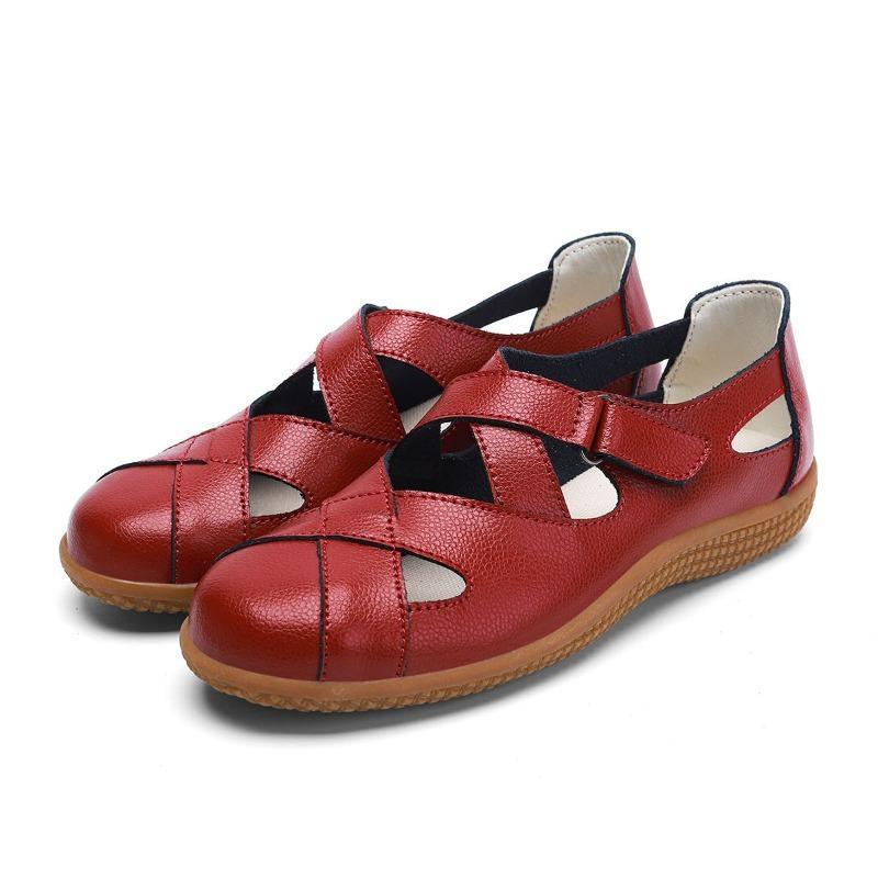 Summer Women's Hollow-out Velcro Plus Size Closed-toe Sandals