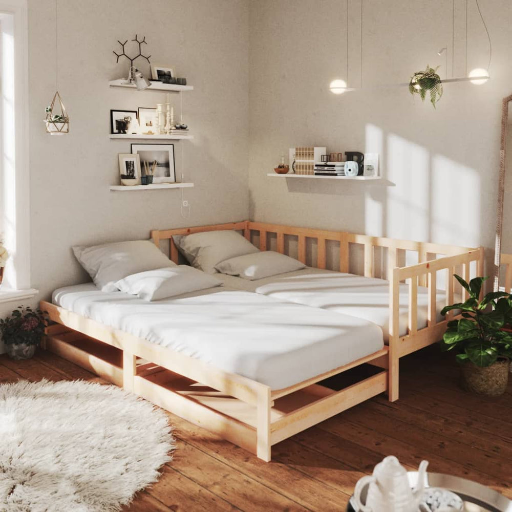 Lit coulissant sans matelas 2x(90x200) cm Bois de pin massif