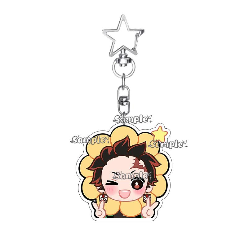 Q Version Anime Acrylic Agatsuma Zenitsu Tsuyuri Kanawo Kochou Tanjiro Nezuko Cartoon Kawaii Keychain Pendant Decor Fans Gifts