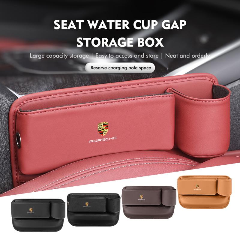 Para Asiento de Coche Porsche Ranura Hueco Costura Ranura Caja de Almacenamiento Con Portavasos Carrera-GT 918-Spyder Boxster Cayenne Panamera Macan