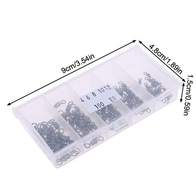 100Pcs/Box Fishing Bearing Rolling Swivel Metal Bearing Swivel Solid Ring Lures Fishing Connector Carp Fishing Tackle