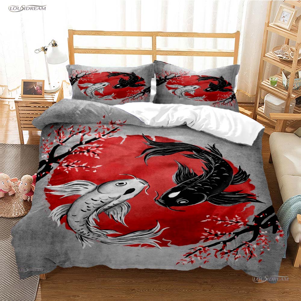 Comforter Yin Yang Koi Fish Casal All Season Duvet Luxury Bedding Set Soft And S Teen Single/Double/Queen/King