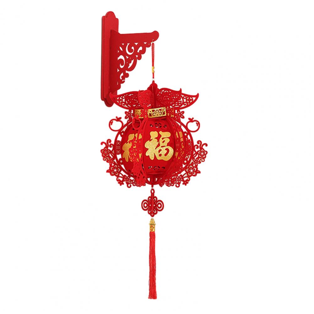 Traditional Palace Lantern Year Of The Horse Lantern Chinese New Year Decoration Fu Character Flocked Fabric Hanging Lantern