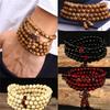 Natürliches Sandelholzarmband für Männer, buddhistische Buddha-Meditationsperlenarmband für Frauen, Gebet, 108 Perlen, Rosenkranz, hängende Dekoration