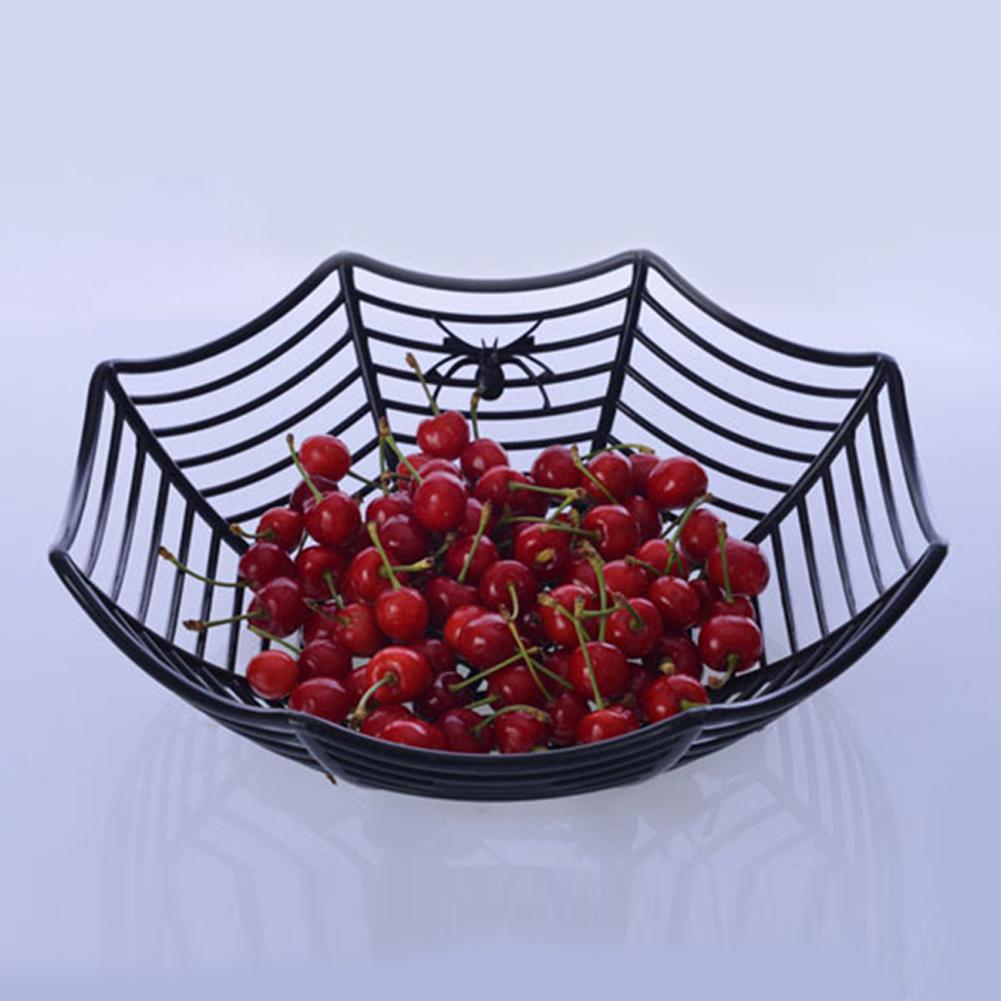 Spider Web Fruits Candy Basket Plastic Spiderweb Bowl Halloween Party Decor