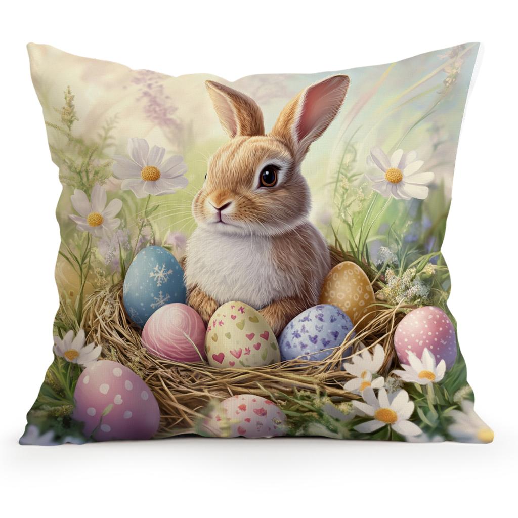 Easter Spring Rabbit Cushions Pillowcase Polyester Cushion Cover Throw Pillow Pillowcover Home Car Sofa Decor