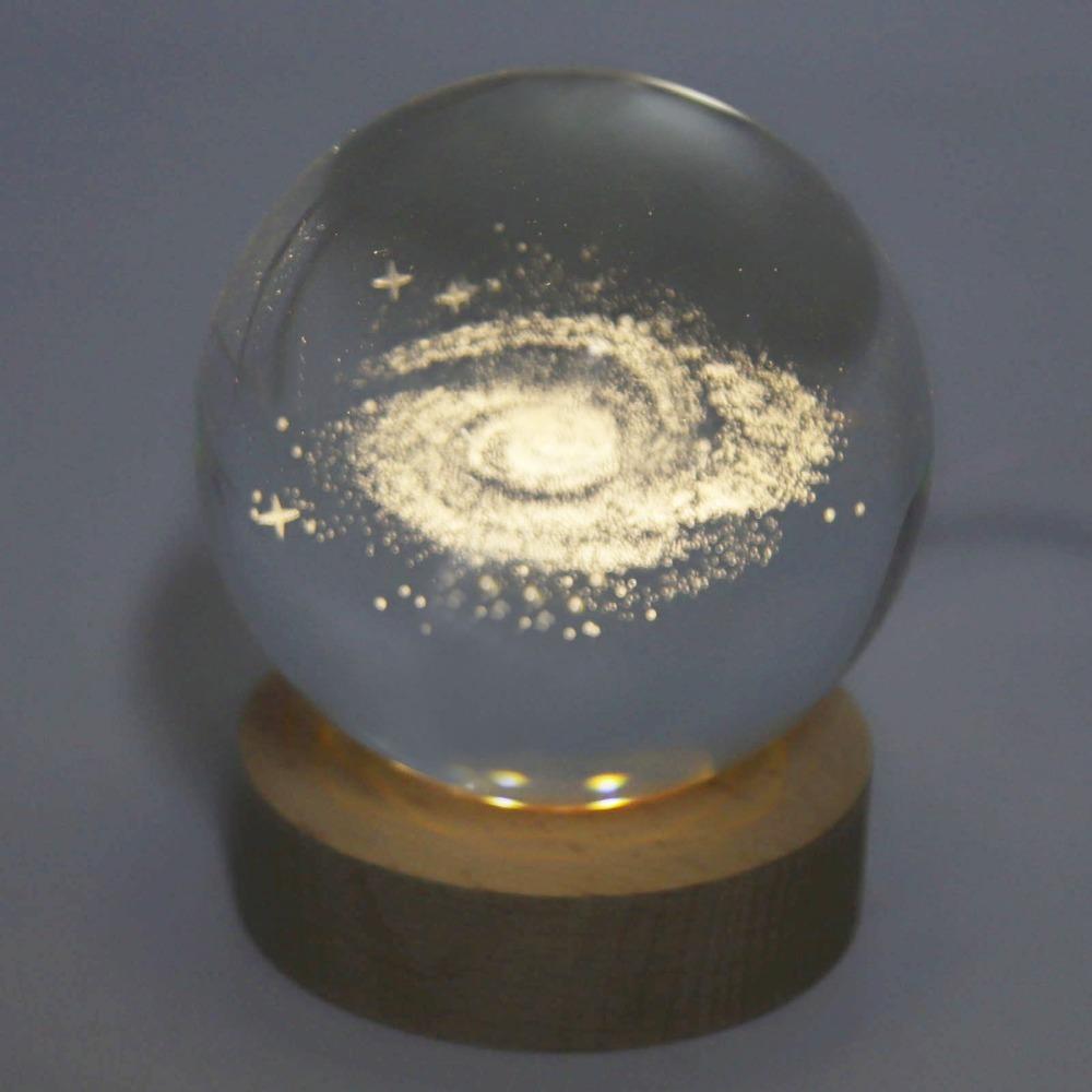 8cm 3D Crystal Lamp Round LED Crystal Ball Galactic Color Changing Light Bedroom Decor