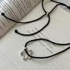 Women's Silver 925 Flower Black String Long Necklace