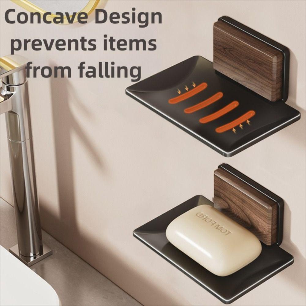 Portable Walnut Soap Dish Punch-free Wall Mounted Sponge Holder Space Saving Reusable Soap Bar Holder for Bathroom Kitchen