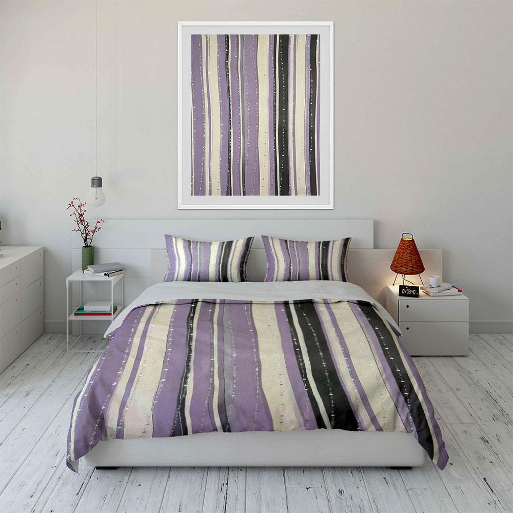 Mot à rayures verticales. Ensembles de literie Ensembles de housses de couette Housses de couette Taies d'oreiller(1 * Housse de couette 2 * Taies d'oreiller sans couette)