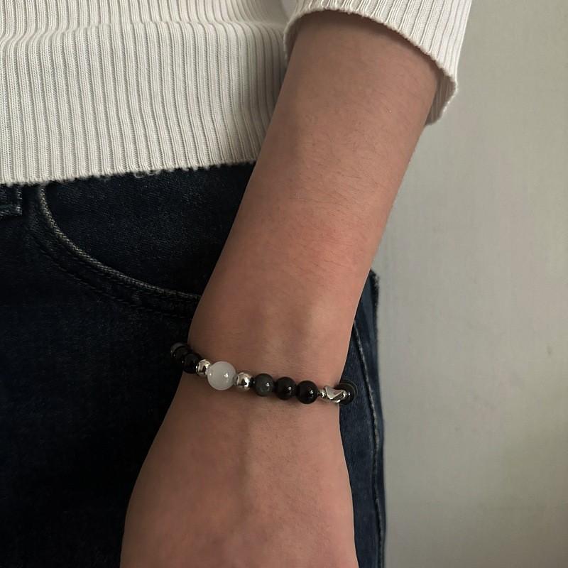Cat Eye Silver Obsidian Adjustable Bracelet For Men Women Trendy Jewelry Gift
