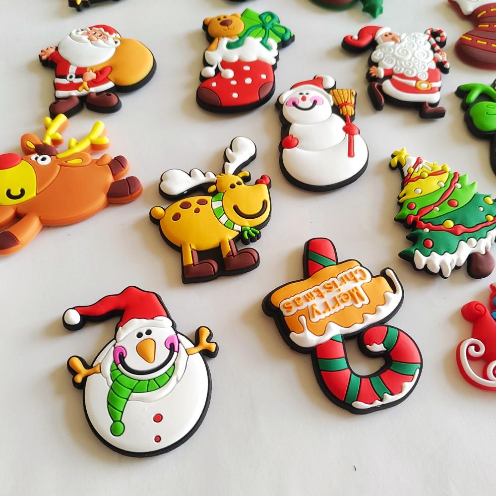 Creative Christmas Fridge Magnet Set Cartoon Christmas Decoration Magnetic Refrigerator Stickers for Kids New Year Decor Gifts