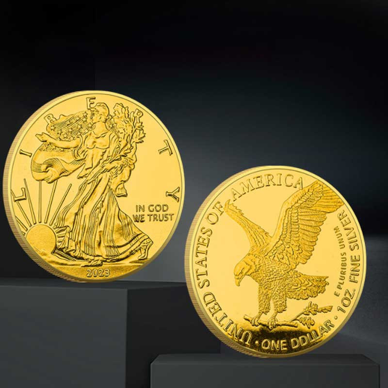 Statue of Liberty Coin American Eagle Ocean Gold and Silver Commemorative Coin Metallic Cubic Medallion Collectible Coin 2026