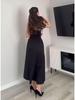 2025 Japanese & Korean Style Retro Slimming Midi Skirt: Women's Casual Solid Color Long Dress