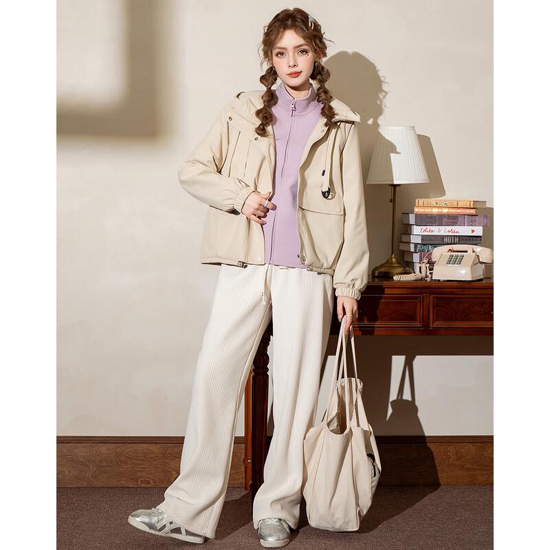 TERRE BLEUE Women's Short Hooded Casual Jacket