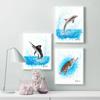 Abstract Ocean Animals Posters Canvas Painting Dancing Marlin Dolphin Fish Wall Picture Minimalist Print Livinig Room Home Decor