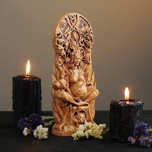 Gaia Muse Statue Wizard Muse Statue Altar Witch Mother Earth Statue Ornament