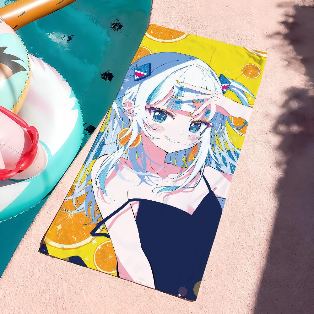 VTuber G-Gawr Gura Süßes Handtuch Sport Schnelltrocknend Reise Campingausrüstung Sandfest Weich Leicht Großes Strandtuch
