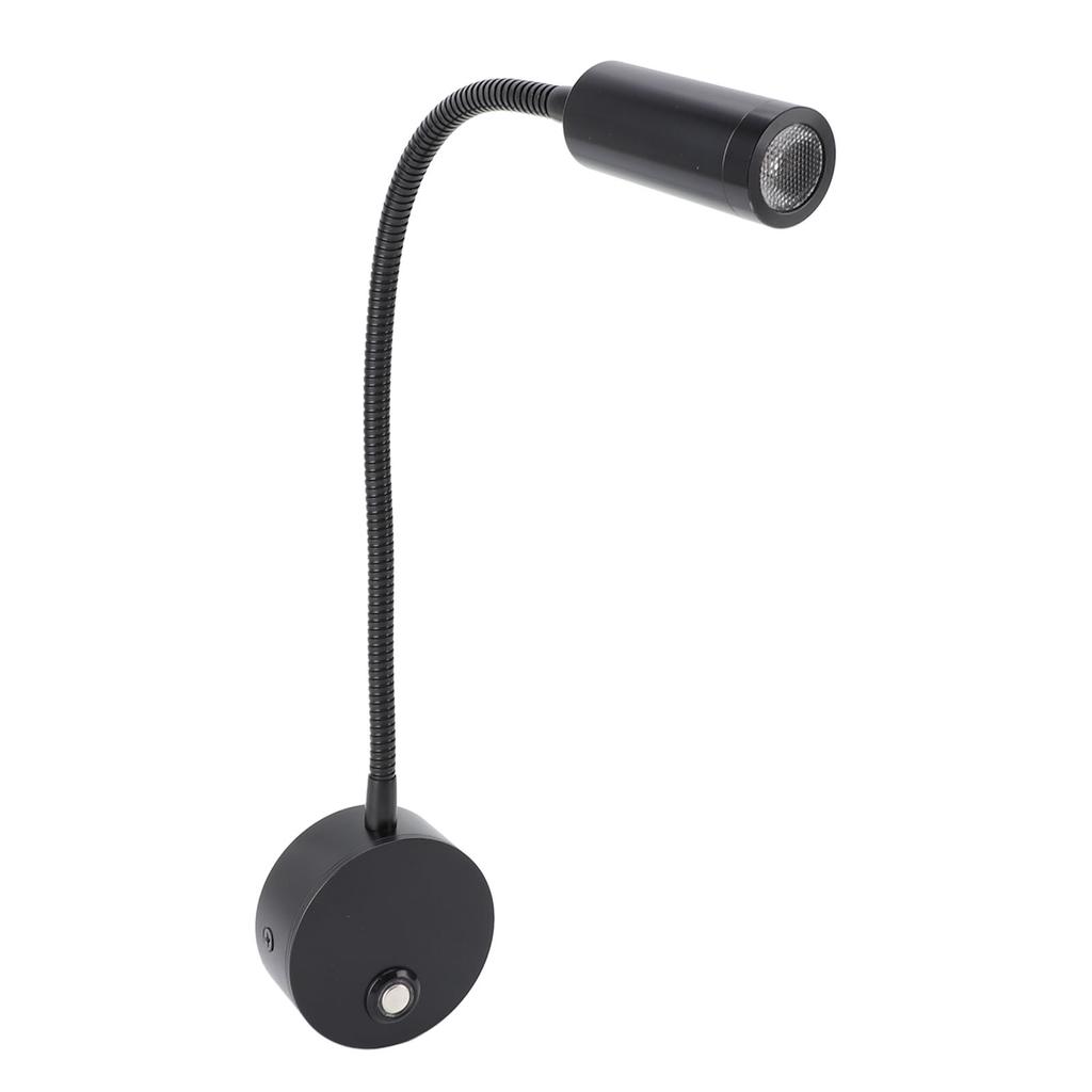 Dimmable RV Reading Light 3 Color Temperature Boat Bedside Flexible Gooseneck Wall Lamp with USB Charging Port 10‑30V Black