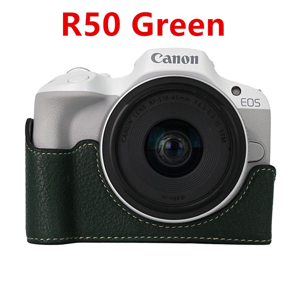 Camera Half Case for Canon EOS R50V R50 R10 200D 200DII PowerShot V1 SX70HS Bottom Battery Opening Cover PU Leather