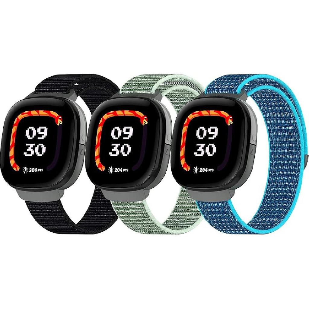3-Pack Nylon Bands Compatible with Google Fitbit Ace LTE (2024), Breathable Sport Replacement Straps Soft Adjustable Solo Loop Nylon Wristband for