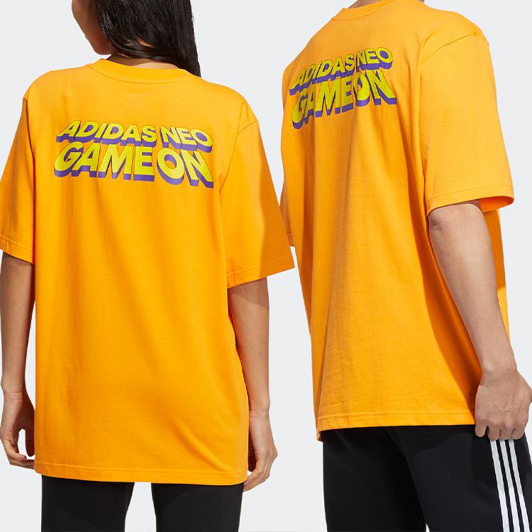 Adidas Neo Game Letter Pattern Sports T-Shirt Unisex Tops Orange Yellow HC9749
