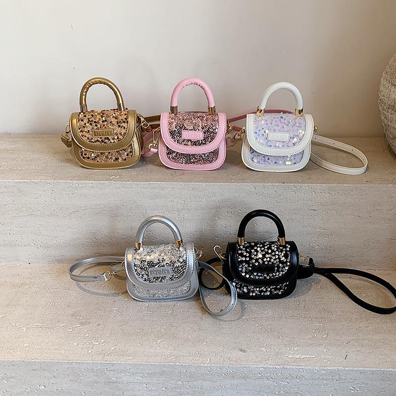 Lightweight Girls Handbag With Sequin Design And Synthetic Leather For Kindergarten Accessories