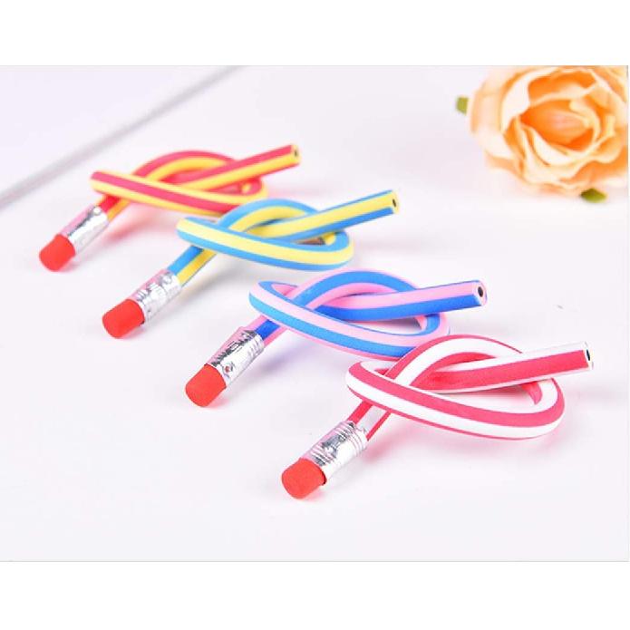 Flexible Bendy Pencil,35 PCS Flexible Soft Pencil Colorful Stripe Soft Pencils with Eraser As Gift for Students or Children