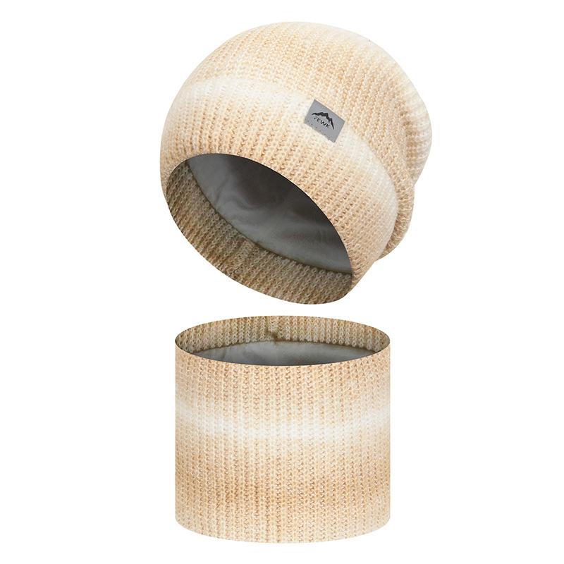 

Зимняя шапка тай-дай из шерсти, кашемировая, толстая, ветрозащитная, с защитой шеи, вязаная шапка из двух частей бежевый