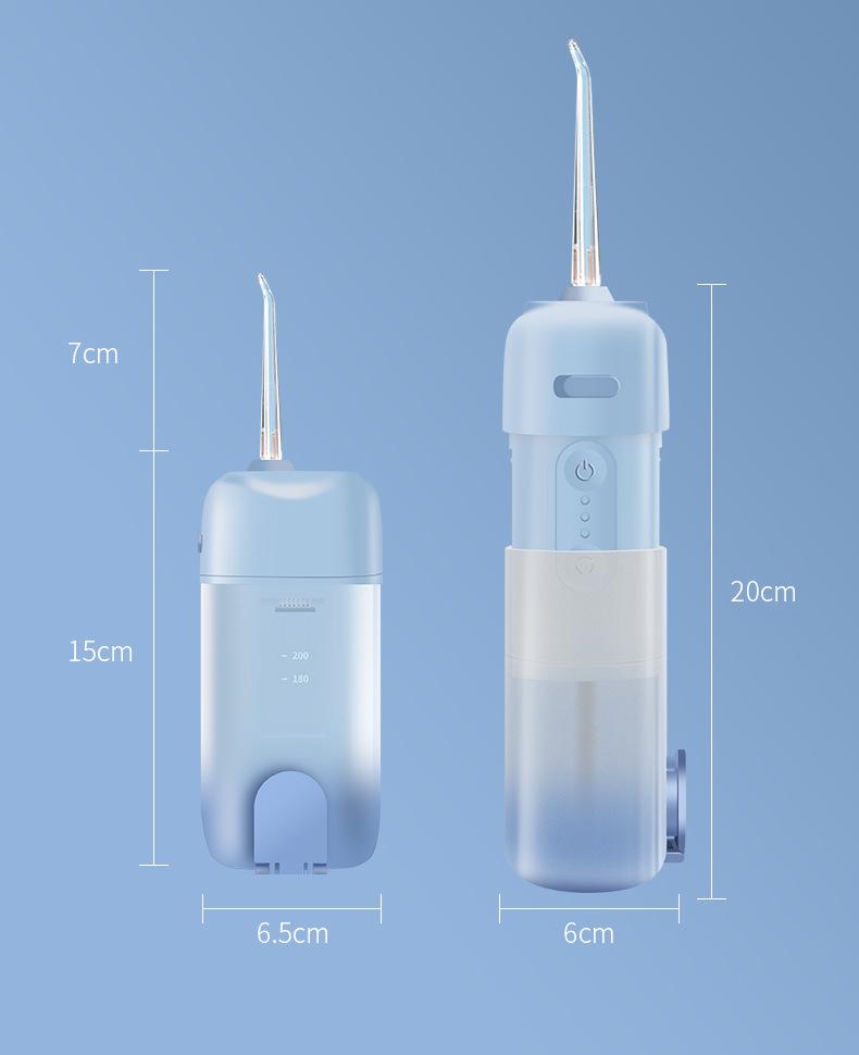 Portable Electric Ultrasonic Water Flosser with Telescopic Tank - Waterproof Oral Cleaner and Tartar Remover
