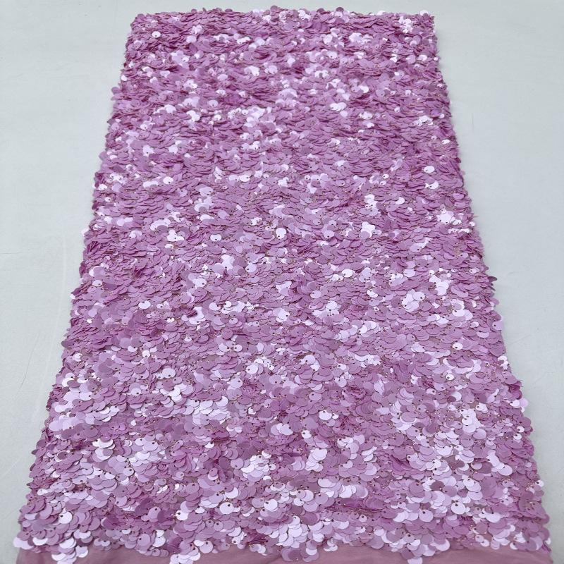 5+7+9mm Sequins Lace Fabric Fashion Design Handmade Embrordered Net Lace with Full Sequin Fabric for Party Evening Dress Cloth