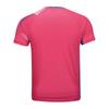 Li Ning Badminton Series Printed V-Neck Comfortable Breathable Short Sleeve Badminton Shirt Men tops Bright-Pink AAYU139-3